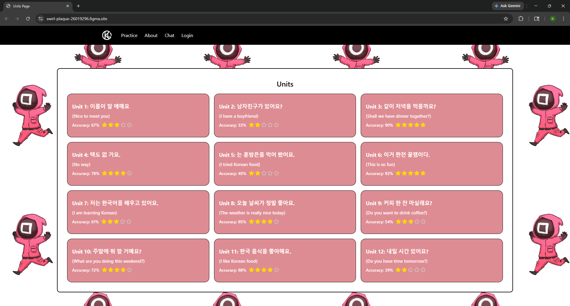 Redesigned Units Page with grid layout